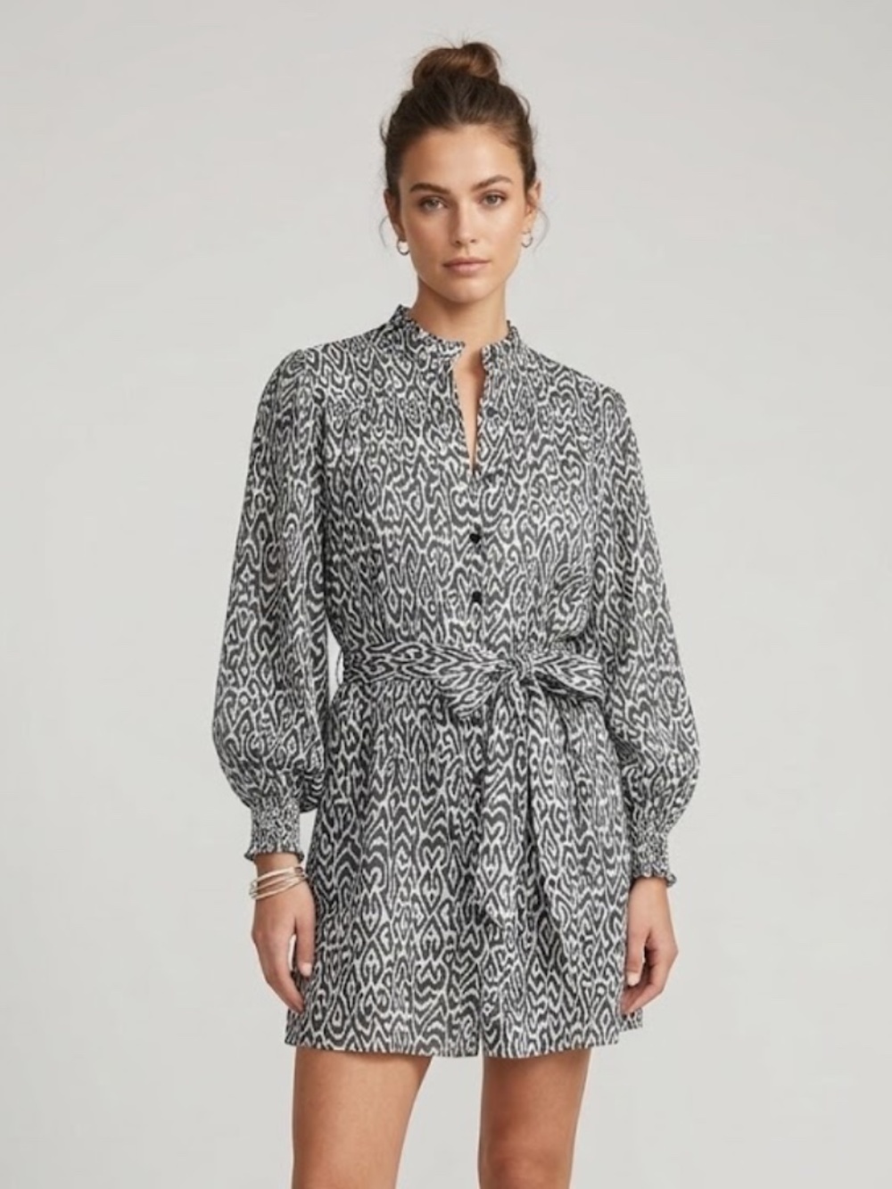 Steele Patterned Long Sleeve Mini Dress Size M